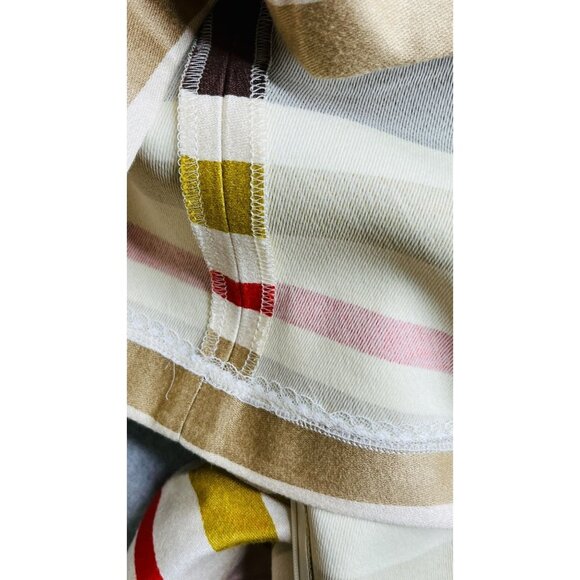J. McLaughlin Stripe Dress Jewel Neck Color Block Stripe SZ 10 Fall Tones - Picture 13 of 14